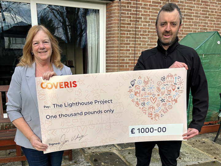 Coveris employees celebrate safety milestone with charitable donation to The Lighthouse Project Spalding